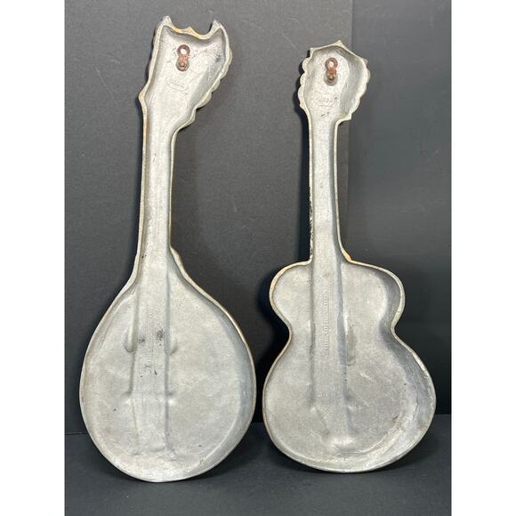 Vintage MCM Mandolin & Guitar/Lute 3D Wall Decor Gold Cast Aluminum 1968 HODA - Picture 7 of 10
